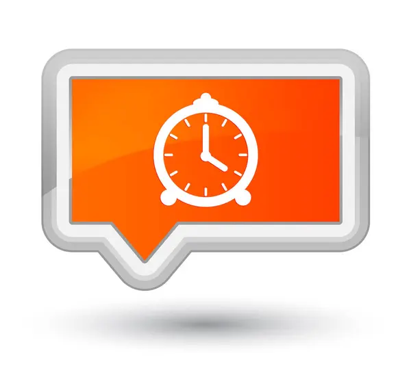 Reloj despertador icono primer botón de banner naranja — Foto de Stock