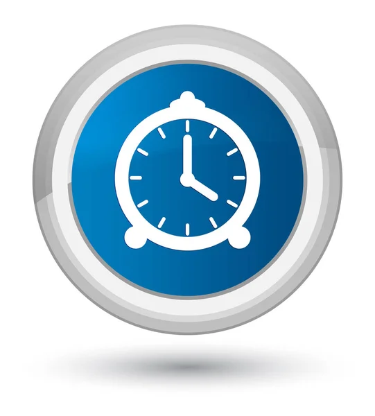 Despertador icono de reloj primer botón redondo azul —  Fotos de Stock