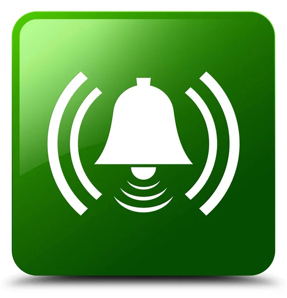 Alarm icon green square button — Stock Photo, Image