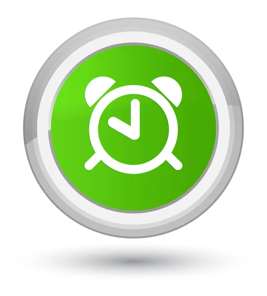 Ícone do relógio de alarme botão redondo verde macio — Fotografia de Stock