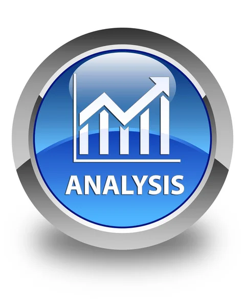 Analisi (icona statistica) pulsante rotondo blu lucido — Foto Stock