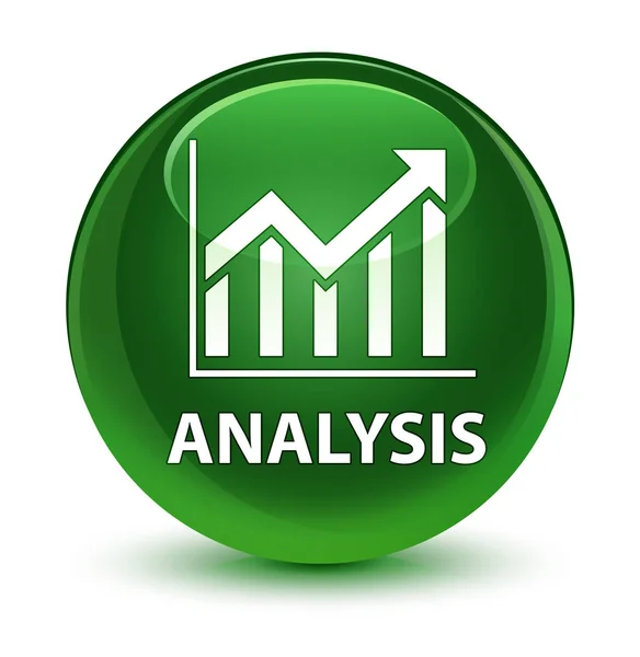 分析 (统计图标) 玻软绿色圆形按钮 — 图库照片