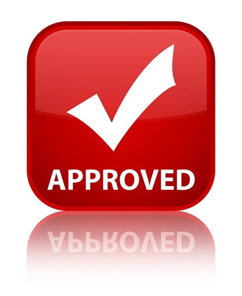 Approved (validate icon) special red square button — Stock Photo, Image