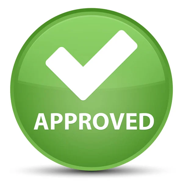 Approved (validate icon) special soft green round button — Stock Photo, Image