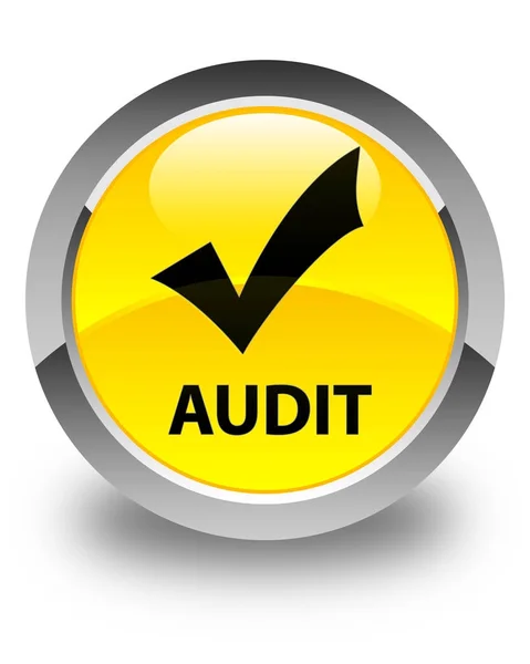 Auditoria (validar ícone) botão redondo amarelo brilhante — Fotografia de Stock