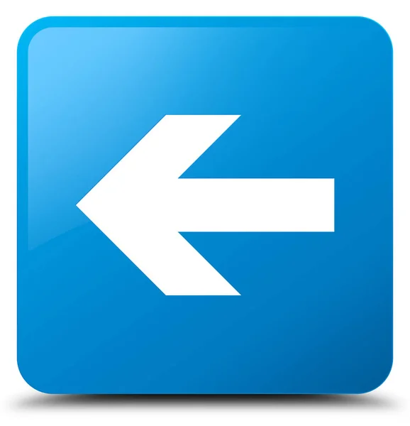 Back arrow icon cyan blue square button — Stock Photo, Image