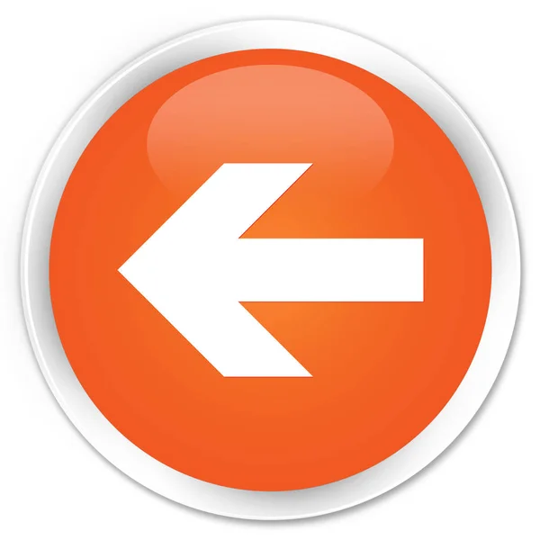 Назад іконка зі стрілкою преміум помаранчевої круглої кнопки — стокове фото