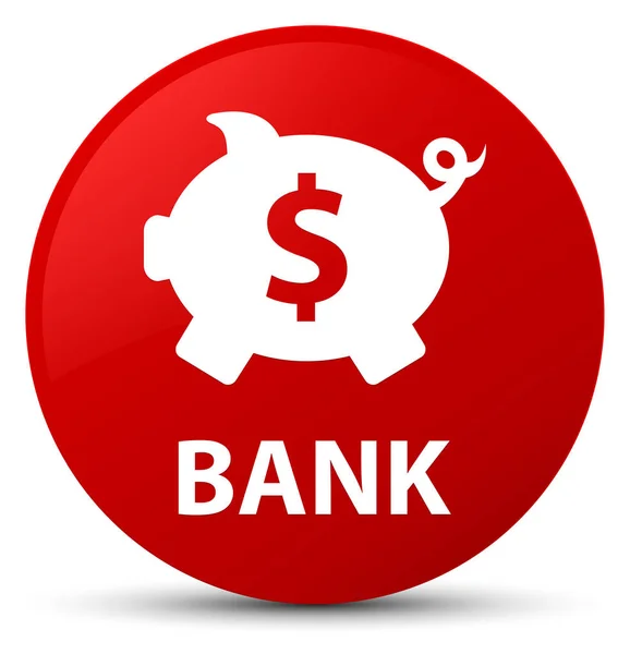Банк (знак коробки для свиней) червона кругла кнопка — стокове фото