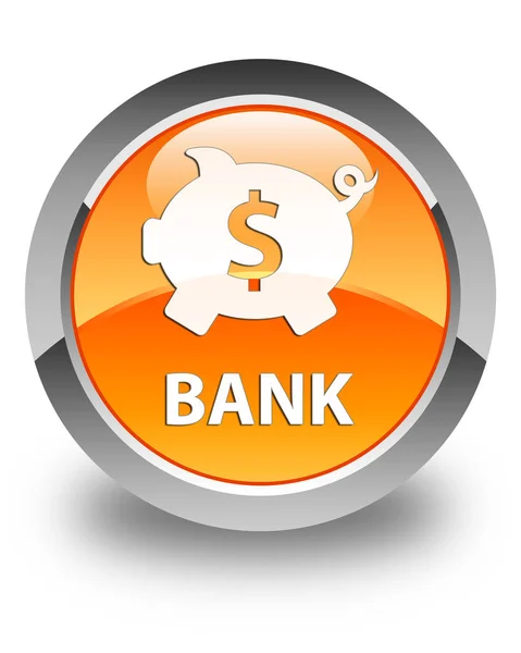 Banco (sinal de dólar caixa porquinho) botão redondo laranja brilhante — Fotografia de Stock