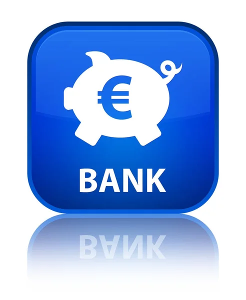 银行 (小猪盒欧元符号) 特殊蓝色方形按钮 — 图库照片