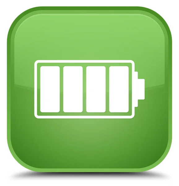 Battery icon special soft green square button — Stock Photo, Image