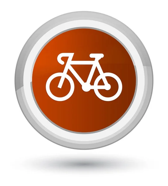 Bicicleta icono primer botón redondo marrón — Foto de Stock