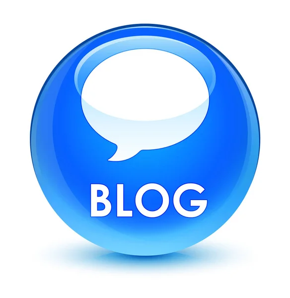 Blog (icône de conversation) bouton rond bleu cyan vitreux — Photo