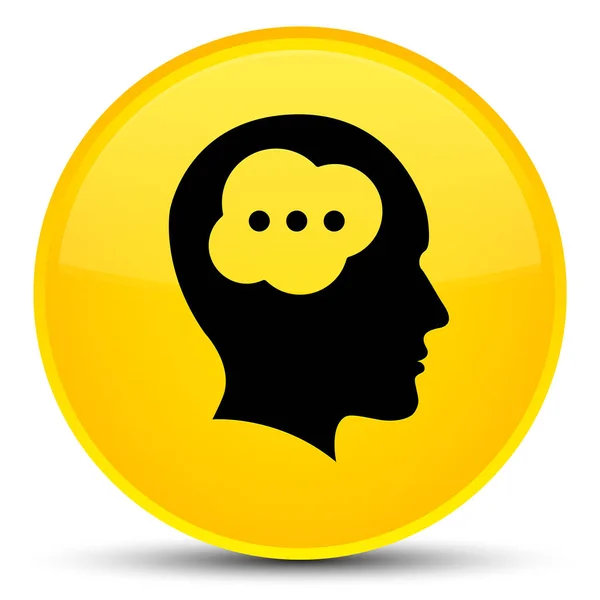 Icono de la cabeza del cerebro botón redondo amarillo especial —  Fotos de Stock
