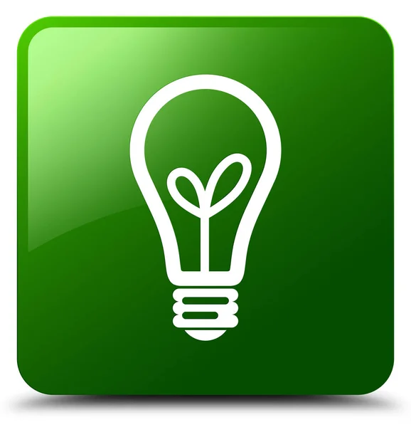 Glühbirnensymbol grüner quadratischer Knopf — Stockfoto