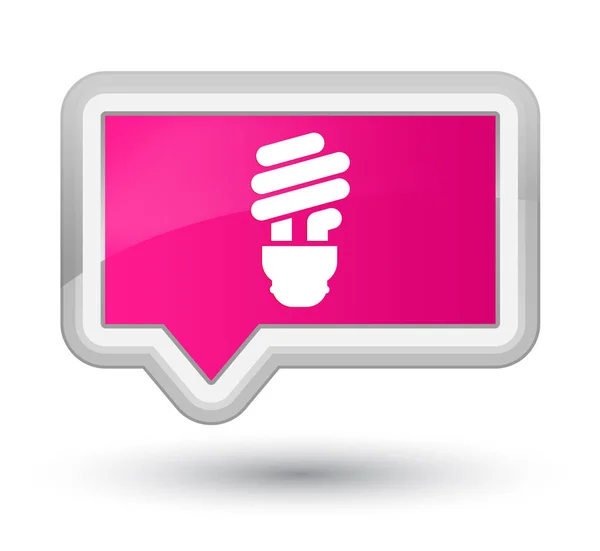 Ícone da lâmpada botão de banner rosa primo — Fotografia de Stock