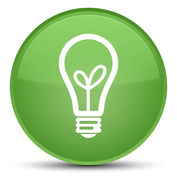 灯泡图标特殊的软绿色圆形按钮 — 图库照片