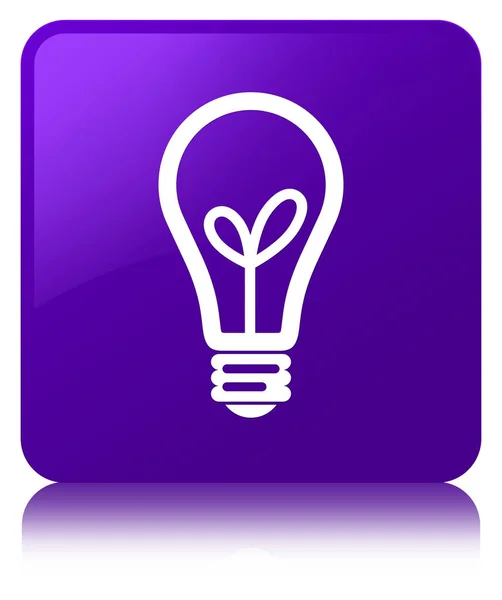 Icono de bombilla púrpura botón cuadrado —  Fotos de Stock