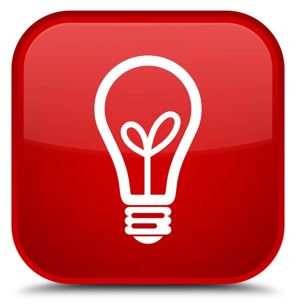 Ícone da lâmpada botão quadrado vermelho especial — Fotografia de Stock