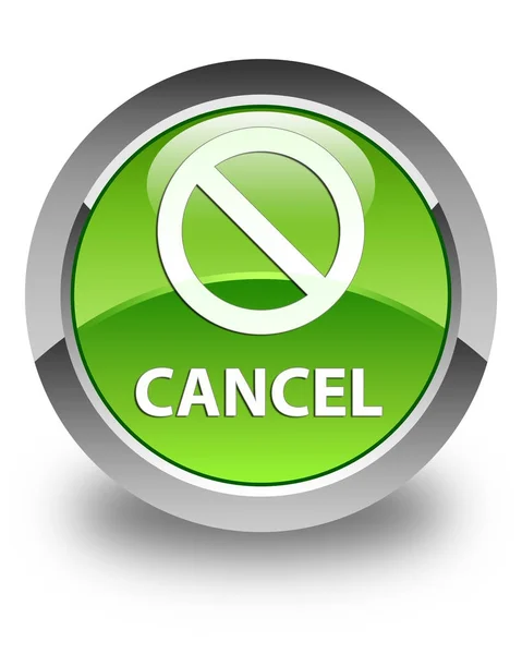 Cancel (prohibition sign icon) glossy green round button — Stock Photo, Image