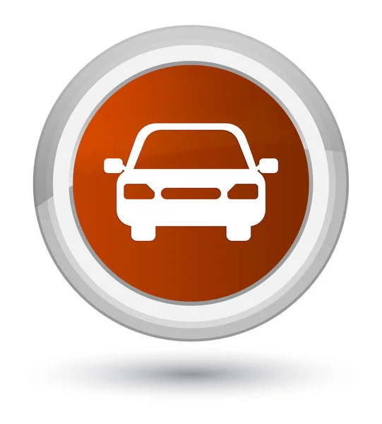 Ícone do carro botão redondo marrom principal — Fotografia de Stock