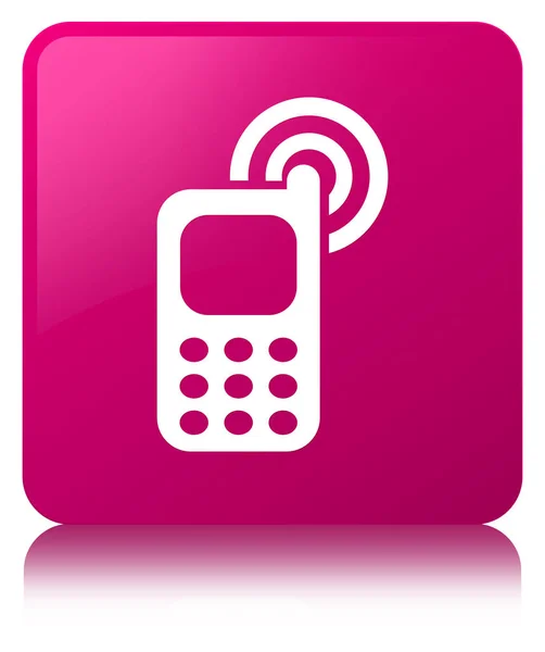 Mobilní telefon vyzváněcí růžové čtvercové tlačítko — Stock fotografie