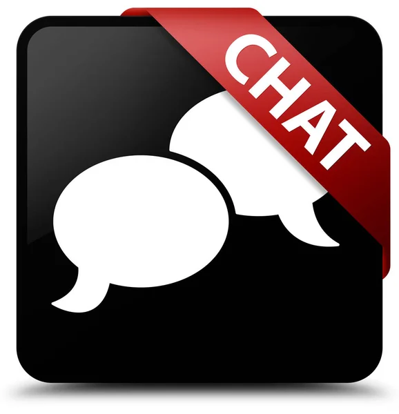 Chat black square button red ribbon in corner — Stock Photo, Image