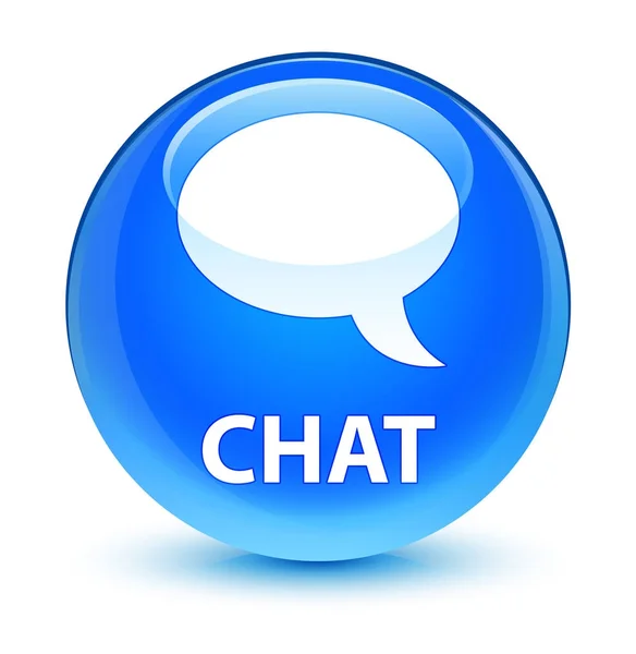 Chat glassy cyan blue round button — Stock Photo, Image