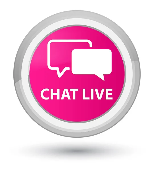 Chat en vivo prime rosa botón redondo —  Fotos de Stock