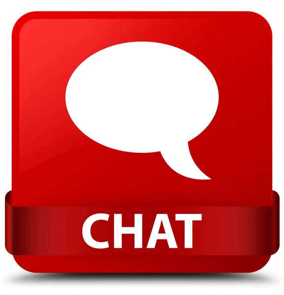 Chat red square button red ribbon in middle — Stock Photo, Image