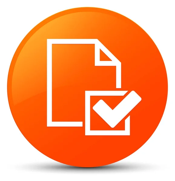 Lista de verificação ícone laranja botão redondo — Fotografia de Stock