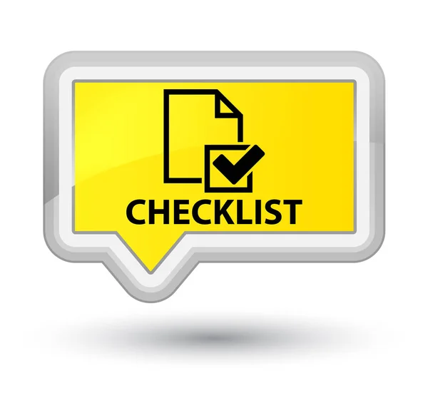 Checklist prime yellow banner button — Stock Photo, Image