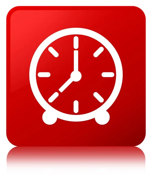 Ícone do relógio botão quadrado vermelho — Fotografia de Stock