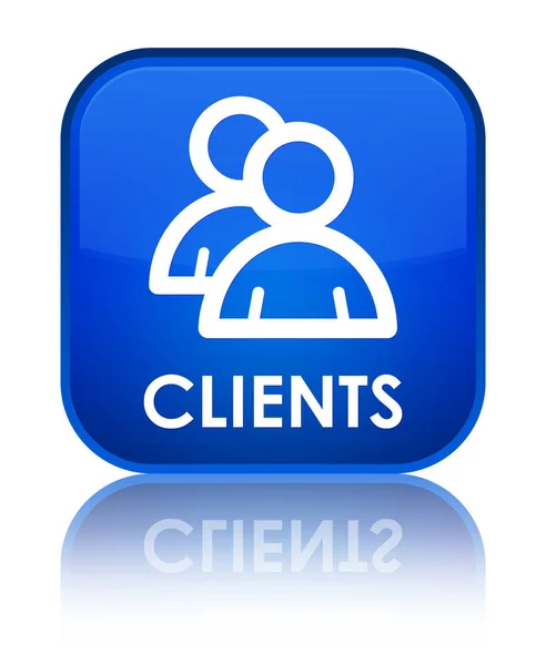 Clients (icono del grupo) botón cuadrado azul especial — Foto de Stock