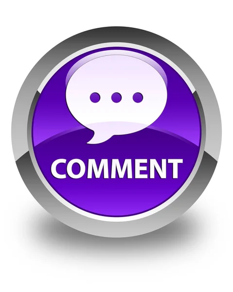Commento (icona di conversazione) pulsante rotondo viola lucido — Foto Stock