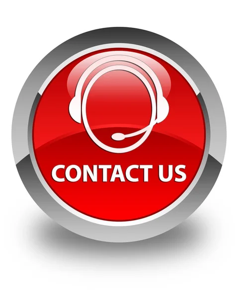Contacte-nos (ícone de atendimento ao cliente) botão redondo vermelho brilhante — Fotografia de Stock