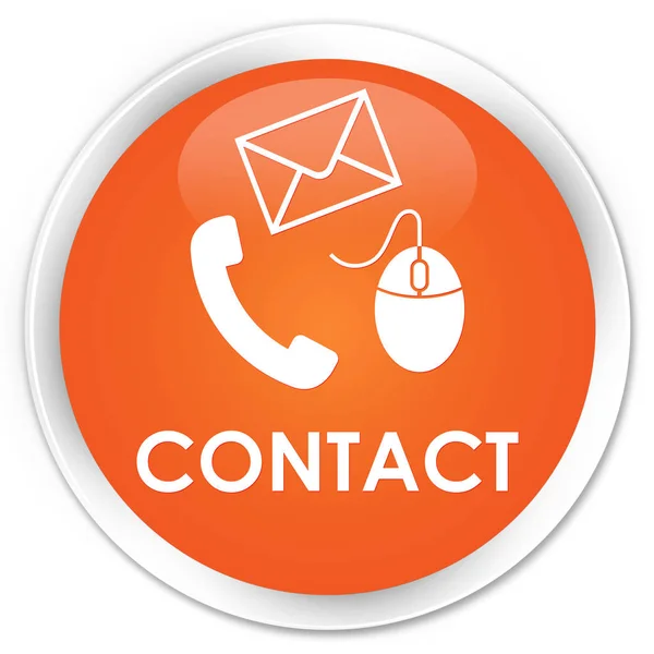 Contact (e-mail en muis telefoonpictogram) oranje premie ronde knop — Stockfoto