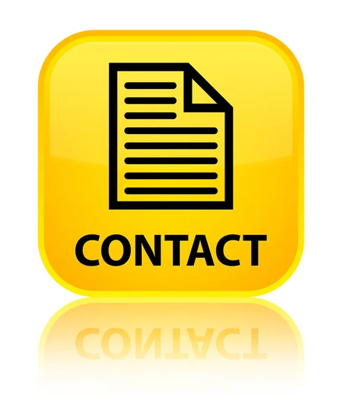 Контактна (піктограма сторінки) спеціальна жовта квадратна кнопка — стокове фото