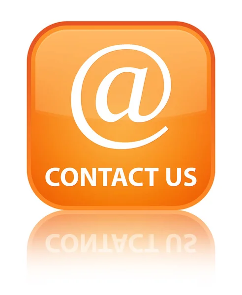 Contactați-ne (pictograma adresei de e-mail) buton pătrat portocaliu — Fotografie, imagine de stoc