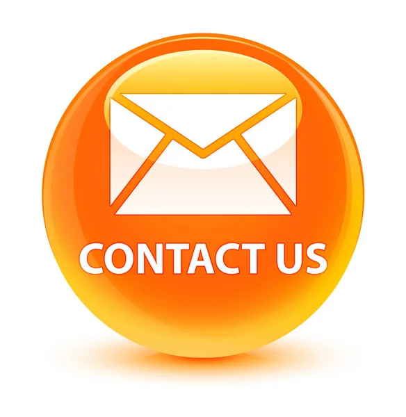 Contacte-nos (ícone de e-mail) botão redondo laranja vítreo — Fotografia de Stock