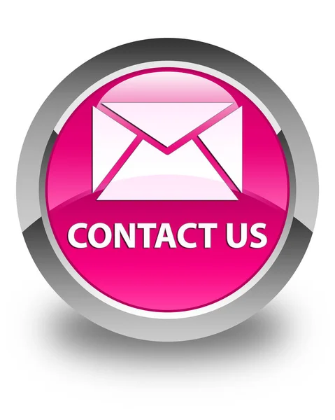 Contact us (email icon) glossy pink round button — Stock Photo, Image