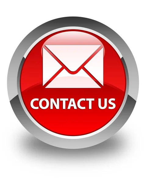 Kontaktieren Sie uns (E-Mail-Symbol) glänzend rote runde Taste — Stockfoto