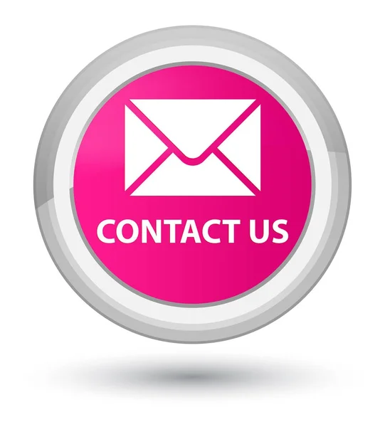 Contacte-nos (ícone de e-mail) botão redondo rosa principal — Fotografia de Stock