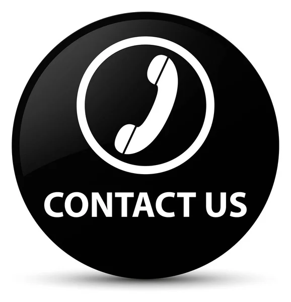 Skontaktuj się z nami (ikonę telefonu) czarny okrągły przycisk — Zdjęcie stockowe