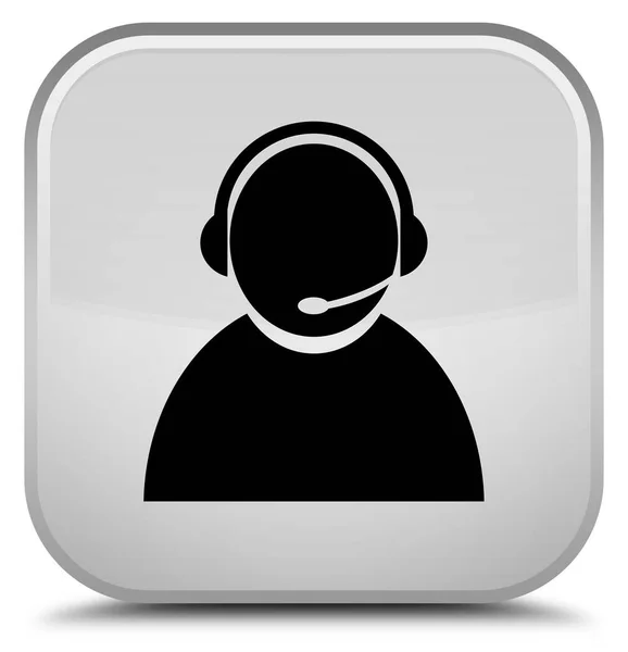 Customer care icon special white square button — Stock Photo, Image