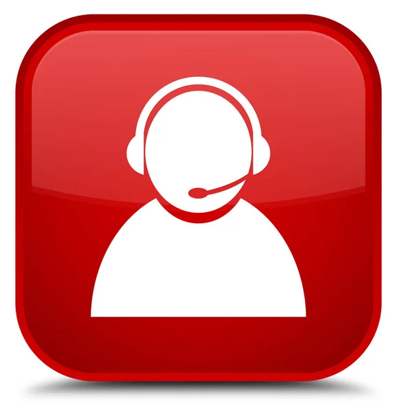 Customer care icon special red square button — Stock Photo, Image