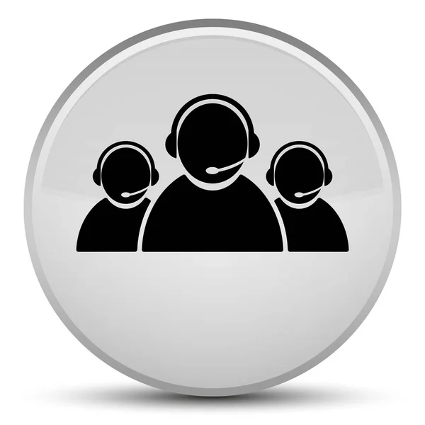 Icona del team di assistenza clienti speciale pulsante rotondo bianco — Foto Stock