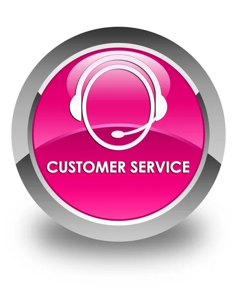 Customer service (customer care icon) glossy pink round button — Stock Photo, Image