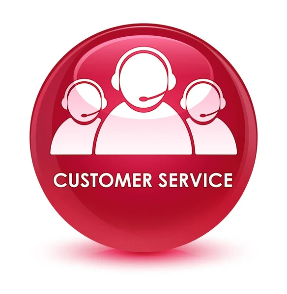 Customer service (team pictogram) glazig roze ronde knop — Stockfoto