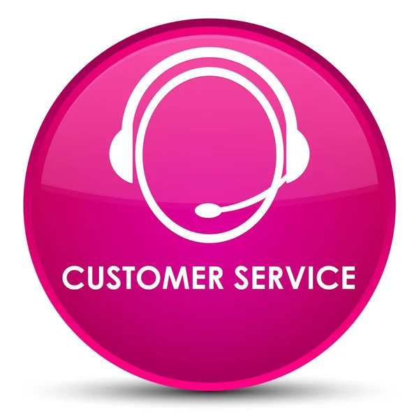 Zákazníkům služby (zákaznické péče ikonu) speciální růžové kulaté tlačítko — Stock fotografie